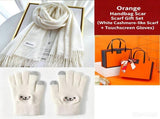 White Winter Cashmere-Like Scarf and Gloves Gift Set for Women - Solid Color Tassel Warm Neck Wrap V888-ELOSUNG53108