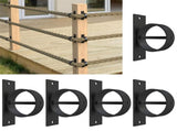 4 Packs 2inch Black Rope Support Holder with Cross Screw Securing Rope Drop Ring Brackets Stainless V1192-AZ-W-1046