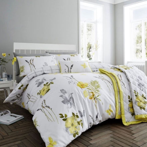 Flora Yellow Quilt Cover Set King V442-ATX-QUILTCS-FLORA-YELLOW-KI