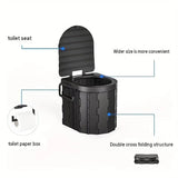 Grey Portable Folding Car Toilet -With toilet paper holder Heavy Duty ABS Collapsible Camping Potty V888-ELOSUNG56314-1