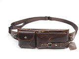 Leather Fanny Pack with Adjustable Strap Multiple Pockets for Men Women, for Travel Hiking V1237-ZY-924-393