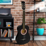 Karrera 34in Acoustic Childrens Wooden Guitar - Black NC-34-BK