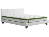 Artiss Double Bed Frame Platform White PVC Leather Hybrid Mattress Modern BFRAME-SET-NEO-XFMA-D