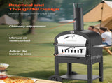 Outdoor Pizza Oven, 12" Pellet Fire Ovens, 2-Layer Pizza Oven Wood Fired, Wood Burning Outdoor V952-LSPSLHS458X48H85L001V0