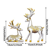 2 Pcs Christmas Reindeer Figurines Small Resin Standing Sitting Deer Statues Mini Reindeer Christmas V1366-AZ2-W-16631