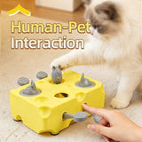 Interactive Cheese Whack-a-Mole Puzzle Toy for Cats and Dogs Treat Dispensing Snack Feeder, Brain V1341-ZY-84ZWU46H-YELLOW