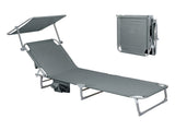 Levede Foldable Lounge Chairs with Canopy Grey OD1065-DG