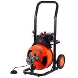 Drain Cleaner Machine 75FT x 3/8Inch, Auto Feed Sewer Snake Auger with 4 Cutter & Air-activated Foot V952-ZDJJKLSGDSTJZXGSSV3