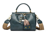 Blue Vintage Look PU Leather Box Bag Stylish Top Handle Crossbody Tote Multi-Carry Bucket Bag V888-ELOSUNG46373