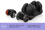 2x 40kg Powertrain Adjustable Dumbbells Home Gym Set DMB-BF2-040-2