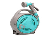 15M Portable Garden Hose Reel with Nozzle Handheld Water Hose Holder Reel for Outdoor Watering Green V1294-YM0901-3111250213811