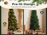 Jingle Jollys 2.4m Pre-Lit Christmas Tree Slim Pencil Xmas Tree Corner Tree XM-TR-SLIM-8FT-CORNER-LED
