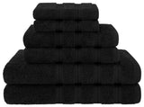 Black Luxury 6-Piece Combed Cotton Towel Bale Set - Ultra Soft & Absorbent Bath, Hand, Face Towels V888-ELOSUNG27922