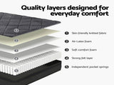 Giselle Bedding Double Mattress 25cm Pocket Spring Latex Euro Top Medium Firm Bed MATTRESS-D-NOIR-25-D