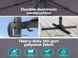Instahut Outdoor Umbrella 3m Umbrellas Cantilever Stand Sun Roma 360 Degree Charcoal UMB-ROMA-5TIL-CO