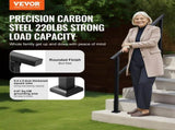 Outdoor Handrails for Steps, 4-5 Step Stair Rail Kit, Black Square Tube with Horizontal Bar, Carbon V952-FGDHGZLSLZFSY0FVPV0