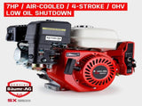 Baumr-AG 7HP Petrol Engine Stationary Motor OHV Horizontal Shaft Electric Start 4-stroke V219-ENGPTLBMRC21E