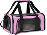 L Pink Portable Foldable Pet Carrier Bag - Large Capacity Travel Carrier for 2 Small Pets, V888-ELOSUNG13135