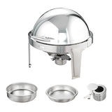 Roll Top Chafing Dish Buffet Set, 5.5L 2 Pack, Stainless Steel Chafer with 2 Full Size Pans, Round V952-QXKCLJTQX26QT6HT8V0