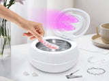 Ultrasonic UV Cleaner Portable 42khz Dual Mode Cleaner 180-220ml with Chamber and Timer for Dentures V985-ULTRASONICCLEANER