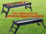 Portable foldable barbecue grill with adjustable height and built-in side rack - heavy-duty metal V1106-HELZ-002