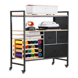 Rolling Craft Cart and Storage Table with 20 Vinyl Roll Holders 3 Drawers Black V952-QGJZHSMABGFB20V46V0