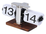 Flip Desk Clock Auto Retro Wood Base Easy to Read 24 Hours Mechanical Flip Clock for Living Room V1294-YM0901-3115240060012