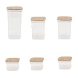 Food Storage Jars Plastic Airtight Containers with Bambusoideae Lids Kitchen Square Clear Canisters V1294-YM0901-3118250039811