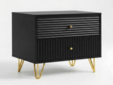 Sarantino Diego Bedside Table Night Stand with 2 Drawers - Black TBL-075-05-BK