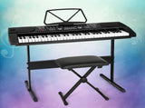 Alpha 61 Keys Electronic Piano Keyboard Digital Electric w/ Stand Stool Black EK-JK-60-BK-H-B01