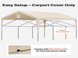 Carport Replacement Canopy, 6 x 3.6 m Potable Garage Tent Top Tarp, UV-Resistant & Waterproof Car V952-CKPB12X20FTM4VTAY001V0
