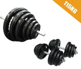 115kg Standard Hammertone Barbell/Dumbbell Weights Set V1409-SKU-3751