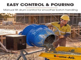 BAUMR-AG 200L Heavy-Duty Petrol Concrete Cement Mixer, 3hp 105cc Engine V219-TOLCCMBM20PA