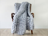 Hand Knitted Chunky Blanket Thick Acrylic Yarn Blanket Home Decor Throw Rug - Grey V63-834771