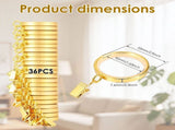 36 Pack 1.65 inch Curtain Ring with Clips, Smooth Quiet Plastic Insert 2.08 inch Diameter Brushed V1366-AZ2-W-15144
