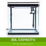 Aquarium Curved Glass RGB LED Fish Tank Set Filter Pump 30L V274-AQ-FT30L-BK