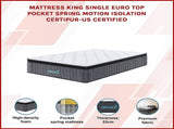 King Single Euro Top Pocket Spring Mattress Motion Isolation Comfort with CertiPUR-US Certified V63-930271