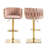 SERENIT Modern Velvet Breakfast Bar Stools Swivel Barstools Adjustable Counter Stools with Backrest V255-GP1782R-PINK