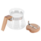 400ml Teapot Glass Coffee Maker Pot Water Kettle with Wood Handle Kitchen Accessory V1294-YM0721-3118210053111