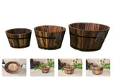 Rustic Wooden Planter Set of 3, 15x12x13 Inches, Decorative Garden Flower Pots for Indoor Outdoor V1369-AZ3-W-10581