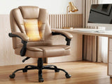 Artiss Massage Office Chair Executive Computer Gaming Chairs Brown PU Leather Espresso MOC-09M-2P-EP