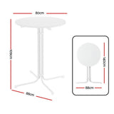 Gardeon Outdoor Bar Table Round Folding Desk Top 109cm Patio Furniture White FF-TABLE-SL-WH