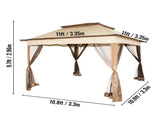Outdoor Canopy Gazebo Tent, Portable Canopy Shelter with 11'x11' Large Shade Space for Party, V952-ZYP3.3MX3.3MSDZD1V0