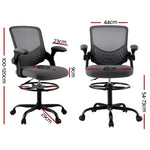 Artiss Office Chair Drafting Chairs Stool Computer Desk Studios Mesh Grey OCHAIR-H-RING-DW39-GY