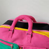 Color-Block Stitching Large Travel Duffel Bag Multi-Functional Hand Luggage for Casual V1232-ZSBB-001