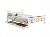 Artiss Bed Frame Double Size Wooden Platform with 2 Storage Drawers White PONY WBED-D-TC18-137-DRAW