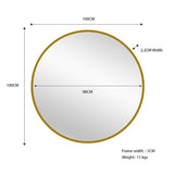Metal Round Mirror 100cm - Gold V292-MIRR-ARCH0032