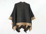 Solid Color Striped-Border Faux Cashmere Shawl Scarf, Minimalist Versatile Autumn Winter Warmth V1232-WJ003