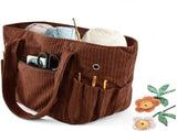 Corduroy Yarn Storage Bag With Metal Grommets And Multiple Pockets, Portable Crochet And Knitting V1237-ZY-807-157