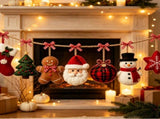 Cozy Christmas Fabric Garland, Christmas Decor, Winter Cedar Red Green Checkered Rustic, Wreath V1369-AZ3-W-13679
